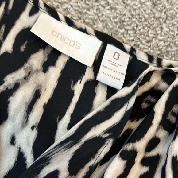 Womens Chico's Silky Animal Print Ruffles Stylish sleeveless 0 (small 4) Leopard - Picture 15 of 16